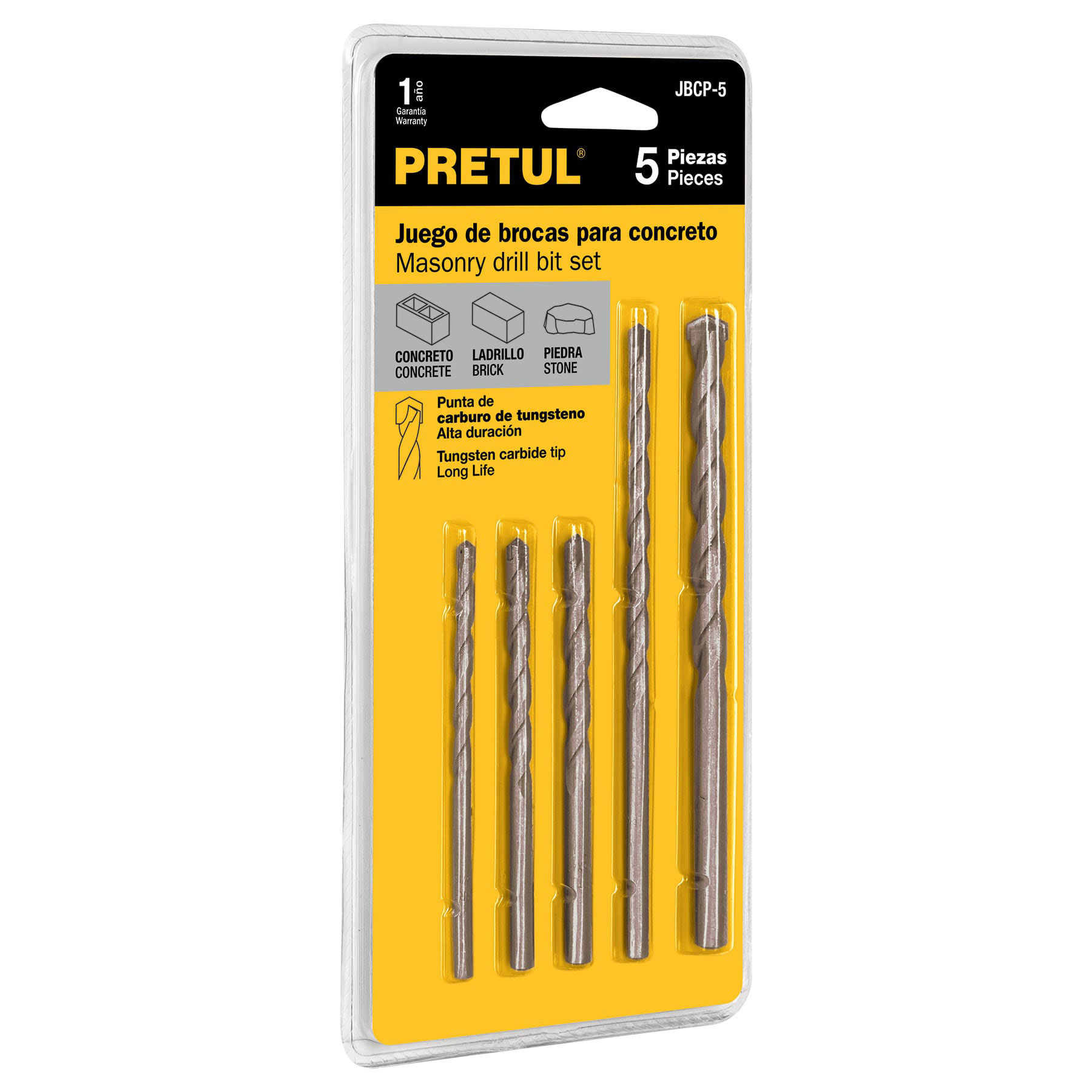 BROCA TUNGSTENO X 5 PRETUL 20701